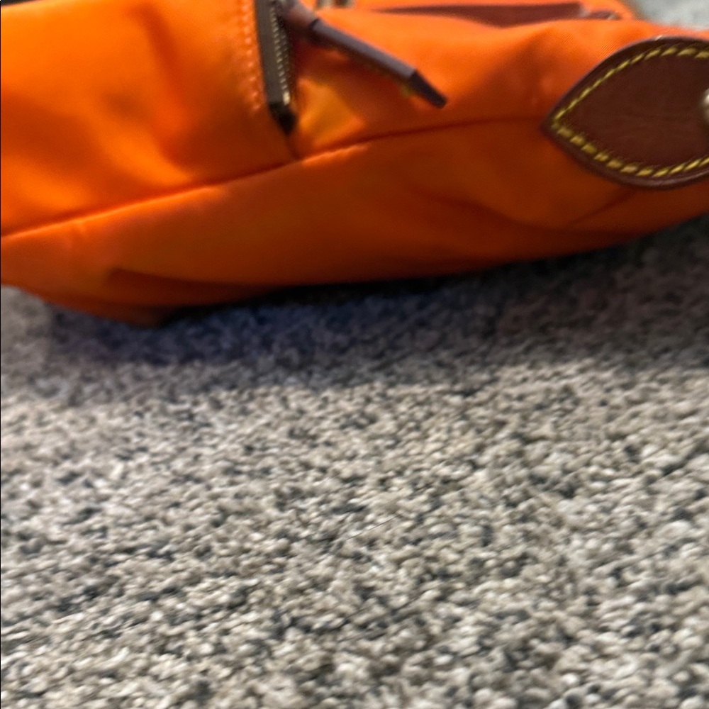 Dooney & Bourke Vibrant Orange Tote with Brown Handles - Picture 7 of 8